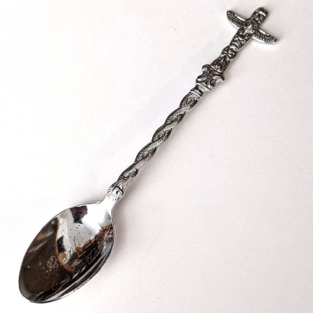 Vintage BANFF Collectible Spoon Totem Pole Metal Art Canada Canadiana Alberta